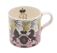 Eric Ravilious for Wedgwood, a Queen Elizabeth II coronation mug, black backstamps, 10cm high.