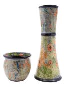 *Paul Jackson [Contemporary] a pottery jardiniere and stand incised and decorated with coloured
