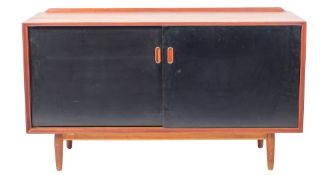 A teak sideboard, by Sibast Furniture, circa 1960s; with maker's plaque; the top with raised back,