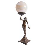 A gilt bronze figural table lamp in Art Deco style,