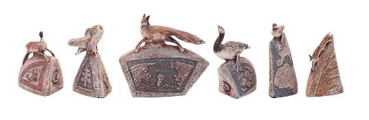 *Blandine Anderson [Contemporary] six stoneware animal sculptures comprising two foxes, a hare,