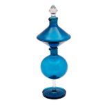 Nanny Still for Riihmaki a Harlekiini twin bodied blue glass spirit decanter,