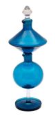 Nanny Still for Riihmaki a Harlekiini twin bodied blue glass spirit decanter,