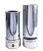Two chromium plated metal table lamps, for RoR Ltd.