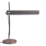 A metal adjustable desk lamp,