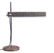 A metal adjustable desk lamp,