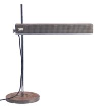 A metal adjustable desk lamp,