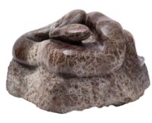 John Carlyon (British 1917 - 1982), a sculpted Cornish serpentine model of a serpent,