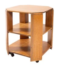 An oak library book table in Art Deco style, probably for Heal & Son Ltd.