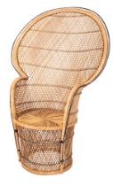 A wicker 'peacock' chair, second half 20th century; of typical form,