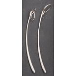 Georg Jensen, a pair of drop earrings, stamped with 'GJ' monogram and '925', with hook fittings,