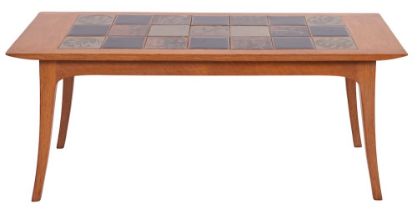 An oak and ceramic tile topped coffee table, thought to be by Robin Nance of St Ives,
