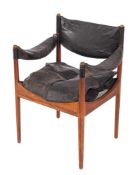 WITHDRAWN LOT A Danish leather and rosewood Modus armchair designed by Kristian Solmer Vedel for