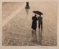 * Wilfred R E Fairclough (1907-1996) Torcello, umbrellas