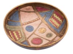 *Bernard Forrester [1908-1990] a stoneware bowl of shallow circular form painted with abstract