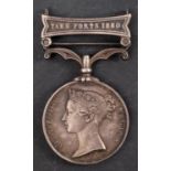 A Second China War Medal with Taku Forts 1860 clasp, unnamed.