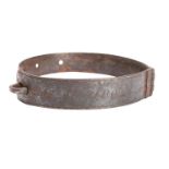 A George II iron dog collar , inscribed 'Potter Yearnold.