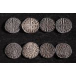 Four Edward I pennies including Berwick on Tweed.