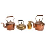 Two Victorian copper and brass kettles,