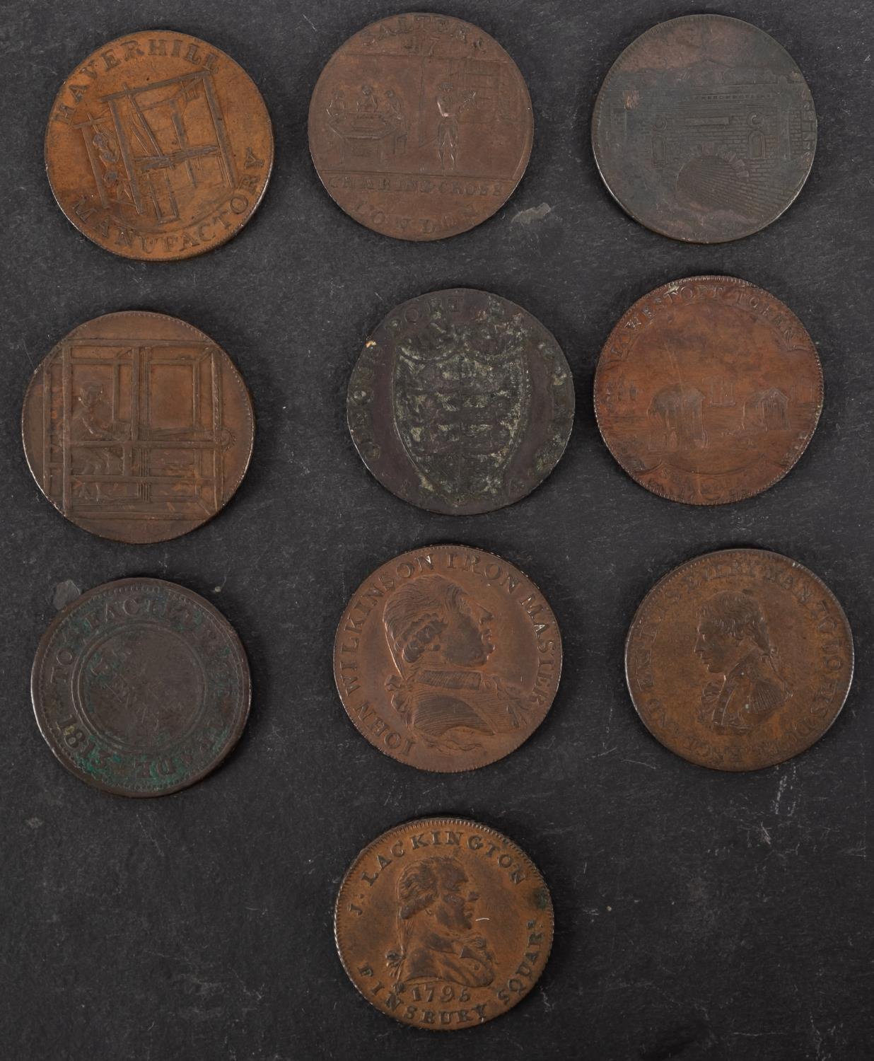 Ten 18th Century halfpenny tokens. - Image 2 of 2