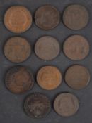 Four Wellington half pennies, 1795, 'Long Live The King halfpenny,