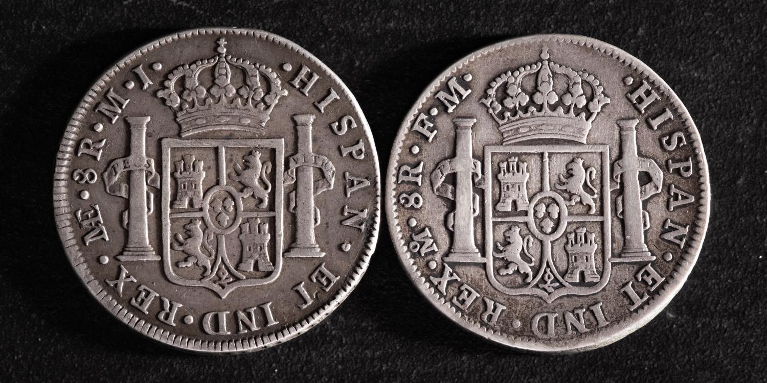 Spanish Colonial 8 Reales pieces, 1776 and 1797. - Image 2 of 3