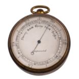 A 19th century gilt brass compensated pocket barometer, unsigned.