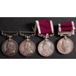 Three Edward VII and a George VI Army Long Service and Good Conduct Medals.