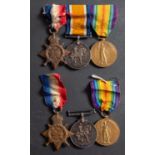 A WWI 2nd Battalion Royal Berkshire Regiment family group, comprising two trios of 1914 Star,