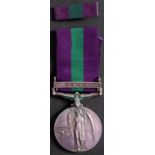 A George V General Service Medal with Iraq clasp to '01213 Pte P Allen DCLI'