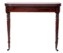 A Regency mahogany and line inlaid tea table,