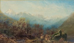 Arthur Croft (1828-1893) An Alpine view signed and dated 1880 lower left watercolour 18 x
