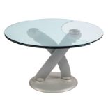 An Italian 'Hula-Op' glass and metal extending dining table, by Naos of Cavriglia,