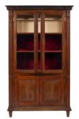 A Victorian oak and glazed display cabinet in early 18th century taste,