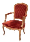 A carved beechwood fauteuil in the Louis XV taste,