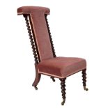A Victorian velvet upholstered rosewood Prie Dieu chair,