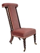 A Victorian velvet upholstered rosewood Prie Dieu chair,