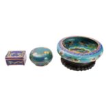 Three pieces of Chinese cloisonne,