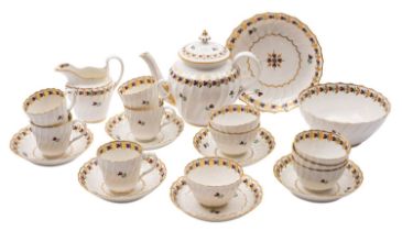 An early Flight and Barr Worcester porcelain part tea and coffee service of spiral fluted ogee form,