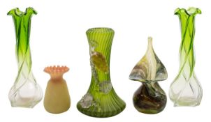Five pieces of art glass,