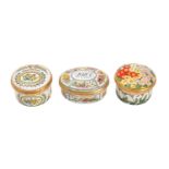 A group of three Halcyon Days enamel boxes including 'Happy Birthday' and '1983'