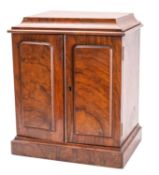 A Victorian walnut table top cigar cabinet, late 19th century; the top with cavetto moulded edges,