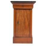 A 19th Century French walnut pedestal bedside cupboard, with a black variegated marble top,