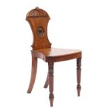 A Regency mahogany hall chair;