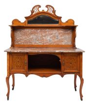 A Victorian satin maple and marquetry dressing table,