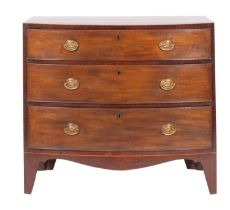 A George III mahogany and line inlaid bowfront chest of drawers,