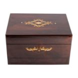 A Victorian rosewood, gilt brass and mother-of-pearl inlaid dressing case,
