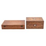 A Victorian walnut and parquetry box,