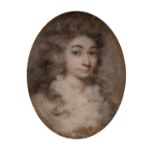WITHDRAWN British School, circa 1790 Portrait of Mrs Johnstone, head and shoulders, in white dress,