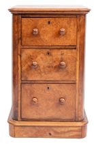 A Victorian burr walnut pedestal chest;